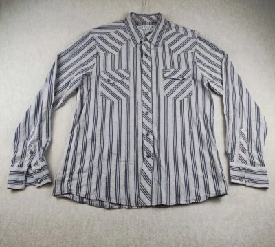 Mens Shirt Western Large Southern Thread Multicolor Striped Diamond Pearl Snap - Image 1 of 4