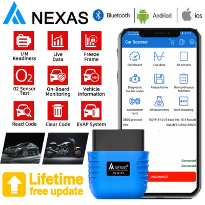 NEXAS NexLink Car Bluetooth OBD2 Scanner Auto Diagnostic Tool for IOS Android - Image 1 of 4