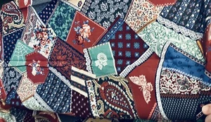 VTG Cranston VIP Faux Crazy Patchwork CHEATER Quilt Florals Paisley BTFQ - Picture 1 of 5