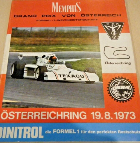 PROGRAMME AUSTRIAN GP 1973 & TICKET FRANCOIS CEVERT TYRRELL NIKI LAUDA BRM RARE Cover