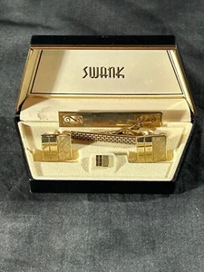 SWANK Gold Filled Cuff Links Tie Bar Money Clip Lapel Pin original embossed box - Picture 1 of 5