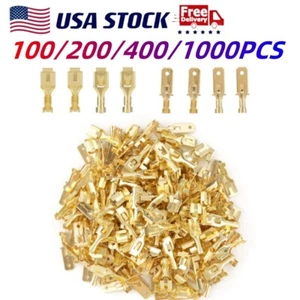 100-1000pcs Spade Male Female Crimp Connectors Electrical Wire Terminal 6.3mm US - Picture 1 of 11