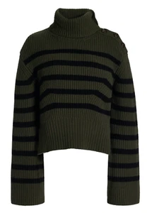 NWOT $395 Simkhai Adrienne Wool/Cashmere Turtleneck Sweater Size XS Striped - Picture 1 of 11