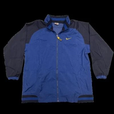 Chaqueta cortavientos vintage Nike Sportswear niños jóvenes grande azul con Swoosh amarillo Foto 1 de 4