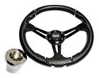 Rally Steering Wheel Carbon Fiber 13 Inch For Yamaha Golf Cart  & Chrome Adapter