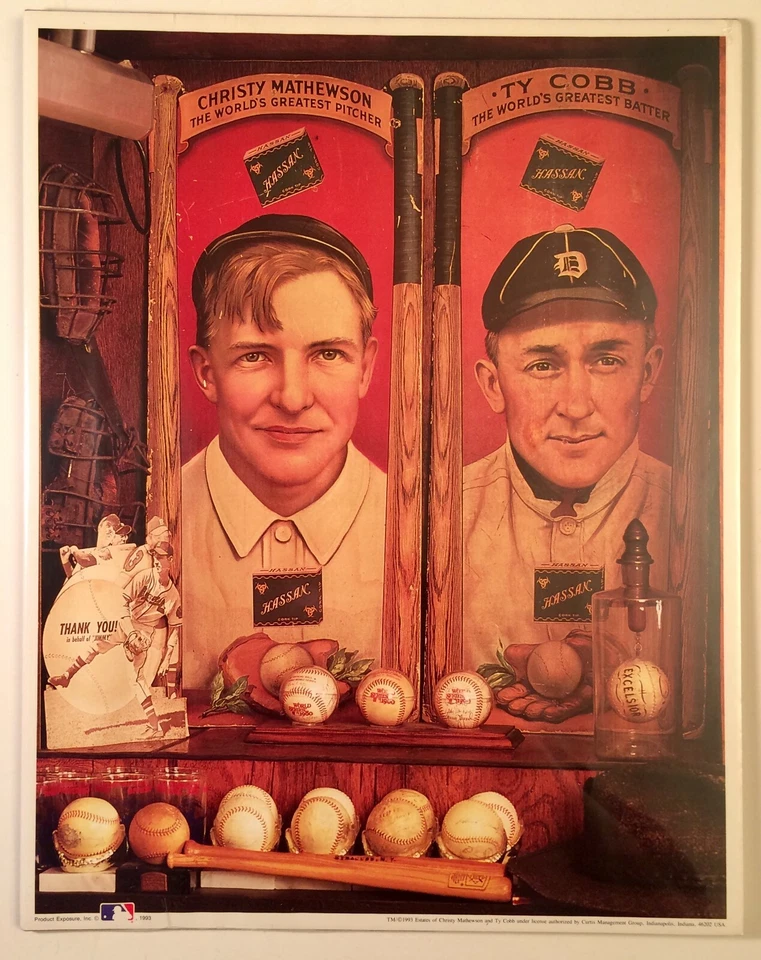 Christy Mathewson Ty Cobb 1993 14" x 11" impresión Detroit Tiger New York Giants Foto 1 de 1
