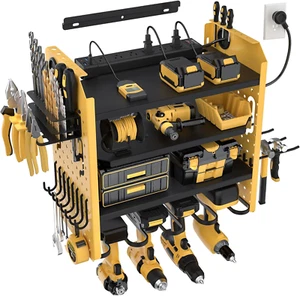 Werkzeug Organizer Wandhalterung mit Ladestation, verstellbar 4-stufig 4 Bohrer,,, - Bild 1 von 12