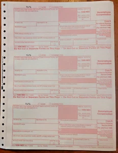 2023 IRS 1099-NEC Forms (for 3 recipients)-For Prior Year's Tax Filing Season - Picture 1 of 3