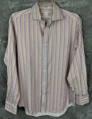 Bugatchi Uomo мужской разноцветный в полоску L/S форме подходит платье рубашка sz L (10262) - Изображение 1 из 4