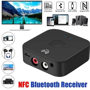 2in1 NFC Wireless Bluetooth 5.0 Transmitter Receiver Audio Adapter Aux TV PC Car - Picture 1 of 12