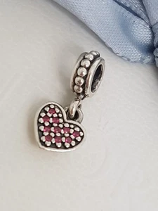 Authentic Pandora Charm Red Pavé CZ Heart Dangle 791023CZR  - Bild 1 von 1