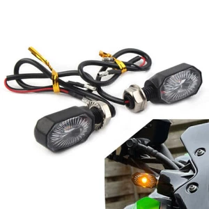 2Pcs Mini Motorcycle 12V LED Turn Signal Blinker Amber Light Indicator Dirt Bike - Picture 1 of 9