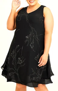 TS TAKING SHAPE plus size XS / 14 Black Caviar Cocktail Dress floaty NWT rrp$190 - Picture 1 of 5