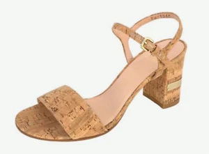STUART WEITZMAN AUTH $399 Women's Beige Cork Leather Nusolo Sandals Size 5.5 - Picture 1 of 9