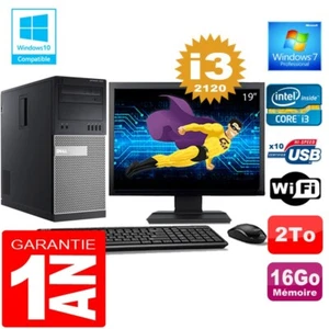 PC tour DELL 7010 Core I3-2120 RAM 16Go Disco 2A Wifi W7 Pantalla 19" - Imagen 1 de 1