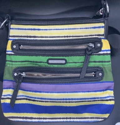 Dana Buchman Cross Body Purse Handbag 1990’s Colorful Stripes - Image 1 of 4
