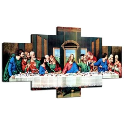 Quadro em tela com moldura A Última Ceia para quarto Cristo Jesus 5 - Imagem 1 de 4