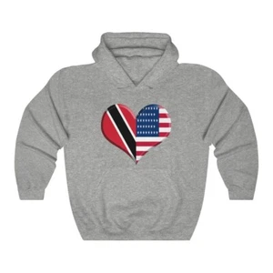 Trinidad American Flag Hooded Sweatshirt Trini Pride USA Flag Patriotic top - Picture 1 of 7