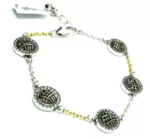 Bracciale Brighton Nettuno's Rings Catena Cristallo Intrecciato Oro e Argento 8,5" Nuovo con etichette - Foto 1 di 6