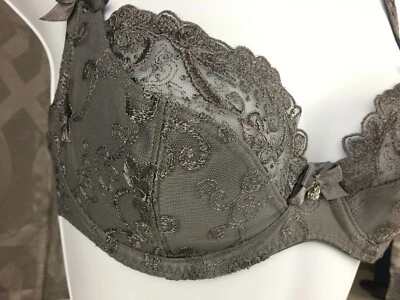 Sexy Lingerie Lace Plunge Underwire Bra Charcoal Grey - Alegro 9012 - Size 30-40 - Image 1 of 4
