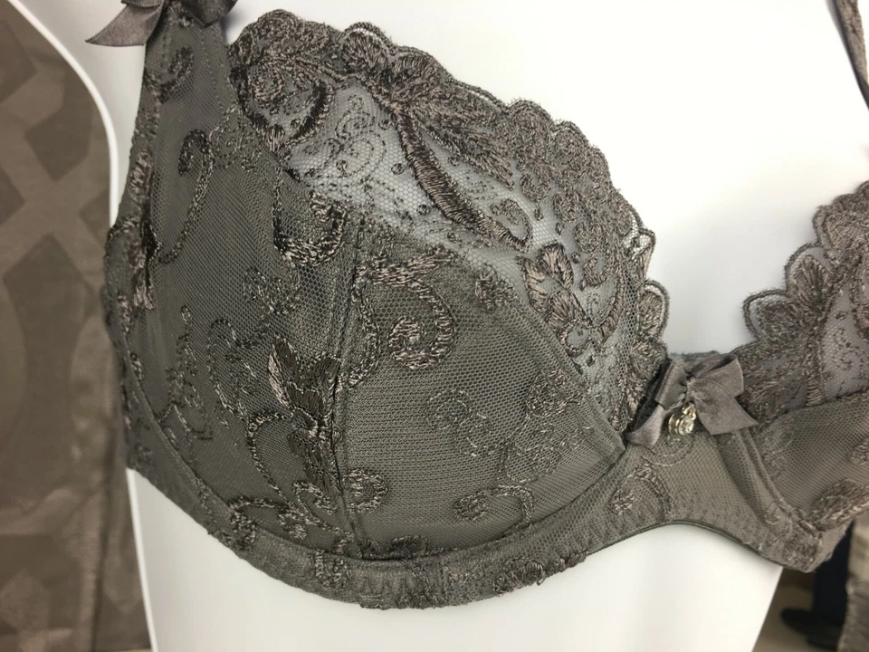 Sexy Lingerie Lace Plunge Underwire Bra Charcoal Grey - Alegro 9012 - Size 30-40 - Image 1 of 4