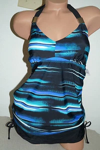NWT New Liz Lange Maternity Womens Halter Striped Tankini Skirtkini Sz Small - Picture 1 of 2