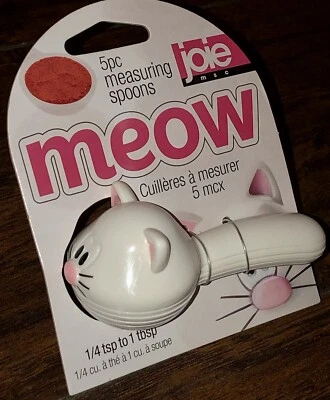 Joie Meow 5pc Stackable Nesting Measuring Spoons White Cat 1/4 tsp to 1 tbsp NEW - Image 1 of 3
