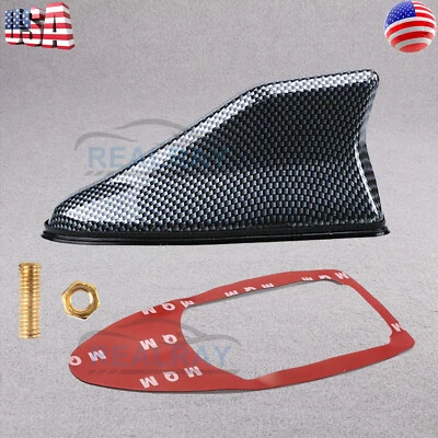 Carbon Fiber Shark Fin Car Roof Antenna Radio FM AM Signal Aerial Accessories - Image 1 of 4