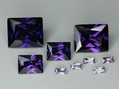 CZ Amethyst Purple Rectangle 2x4 4x6 6x8 8x10 10x12 mm Loose Cubic Zirconia Gems - Image 1 of 4