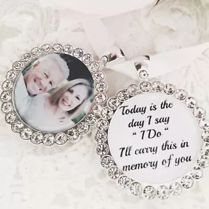 personalised PHOTO INC Bridal bouquet diamante photo frame memory charm bride - Picture 1 of 1