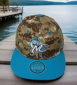 Zephyr Cap Hat Men's 7-3/8 Fitted  Morehead City Marlins Desert Camo Embroidered - Picture 1 of 12