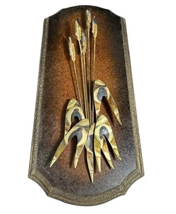 Einzelne Vintage MCM Kupfer Metall Rohrkolben Weizen Wandrelief Brutalist 18" 1970er - Bild 1 von 7