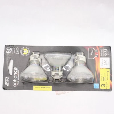 (3-Pk) Feit Electric MR16 GU10 Led Bulb Bright White 50W BPMR16IFGU500930CA/3 - Image 1 of 4
