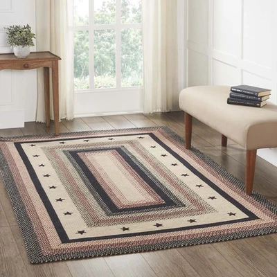 Area Rug Colonial Star Jute Country 60x96 Rect Braided No Slip Floor VHC Brands - Image 1 of 4