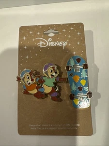 Disney Chip & Dale Skateboarding Esmalte Pin Set Nuevo en Tarjeta - Imagen 1 de 2