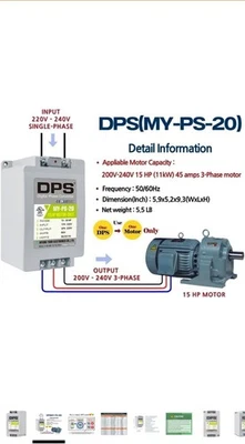 Convertidor monofásico a trifásico, use motor de 15 HP (11kW) 45A solo 200V-240V, MY-PS-20 Foto 1 de 4