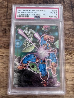 1992 MARVEL MASTERPIECES BATTLE SPECTRA #2-D SILVER SURFER-THANOS PSA 4  - Image 1 of 2