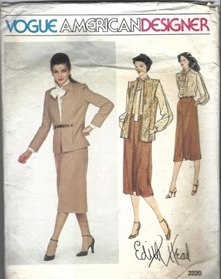 Vogue Sewing Pattern 2220, Edith Head Vintage Jacket, Skirt, Blouse, Size 14 - Image 1 of 3