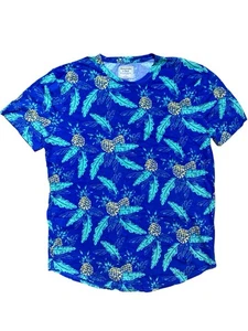 T-shirt uomo Abercrombie & Fitch blu ananas manica corta misto cotone L - Foto 1 di 3