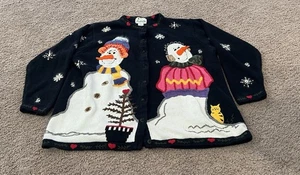 The Quaker Factory Jacket Women 1X Snowman Long Sleeve Button Up Christmas - Picture 1 of 7