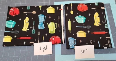 Fabric Traditions Kitchen Appliances-red, blue, green, yellow 36"+ 33" 2 pcs - Image 1 of 4