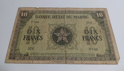 Morocco, 10 Francs, 1943, P-25, Banknote JBPM - Image 1 of 3