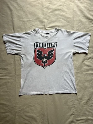Vintage DC United MLS Soccer T Shirt 90s USA L 2000s Cotton Distressed** - Image 1 of 4