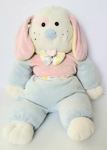 RARE VINTAGE GANZ LOVING HEARTS PUPPY DOG VELOUR PASTEL MUTICOLOR PLUSH 22" - Picture 1 of 5