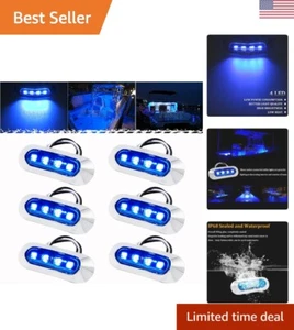 Easy-to-Install Submersible Marine LED Lights - Blue Interior Deck Lighting 6Pcs - Picture 1 of 9