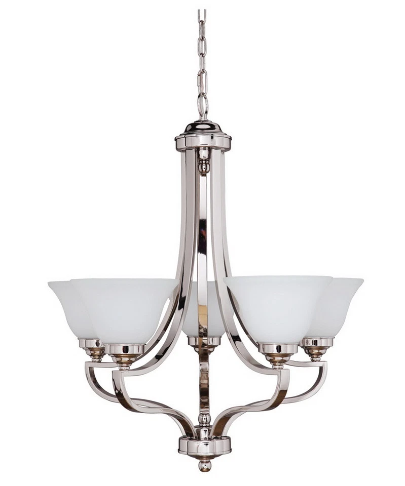 Craftmade Portia 5 Light Polished Nickel Chandelier With White Frosted Glass Foto 1 de 1
