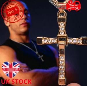 Gold Cross Chain Necklace Fast Furious Dominic Toretto Pendant Jewelry Gift UK - Picture 1 of 9