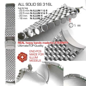 UHRENARMBAND, EDELSTAHL, 18, 20, 22,5 MM, ZUR INDIVIDUELLEN EINSTELLUNG DES ENDES P - Bild 1 von 6