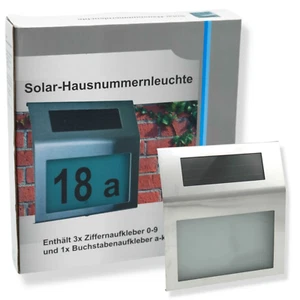 Edelstahl Solar Hausnummer Nummer Leuchte beleuchtet Beleuchtung LED - Bild 1 von 5