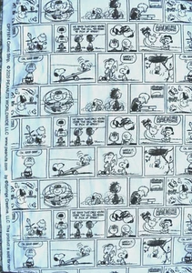 PEANUTS COMIC STRIP PRINT BLACK & WHITE 100% COTTON FABRIC 48X43 INCHES - Picture 1 of 2